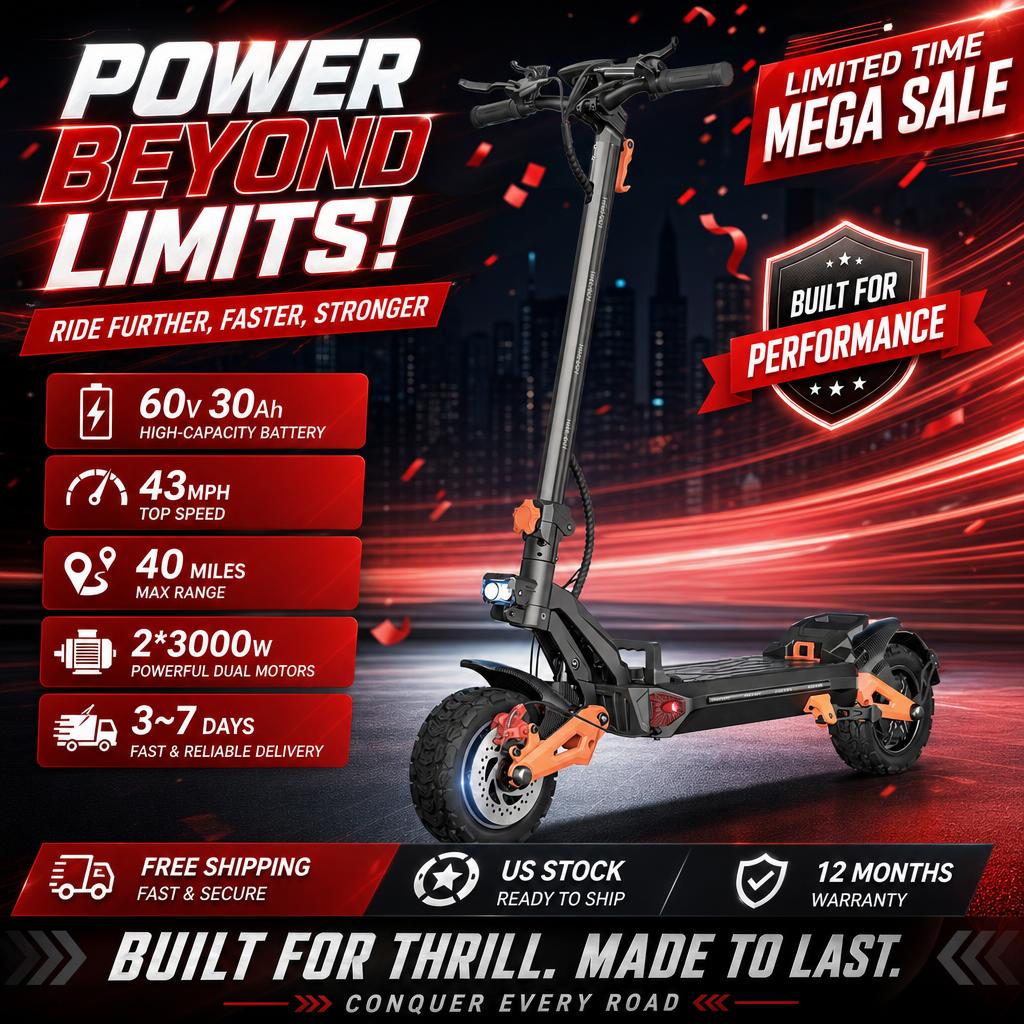 60V 30Ah Electric Scooter Battery - FREEBOY H9 Elektryczny Skuter dla Dorosłych,