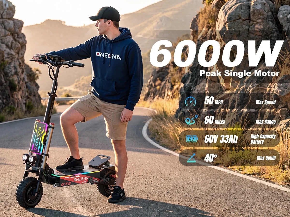 ONECNA NEW GT8PRO Elektryczny  – 60V 5600W Dual Motor Electric Scooter recenzja i cena
